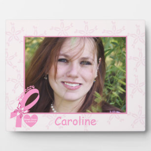 Plaque Photo Ribbon rose Survivant du cancer du sein et frontiè