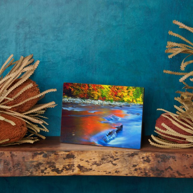 Plaque Photo Rivière Swift reflétant les couleurs de l'automne (Côté)