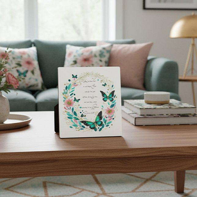 Plaque Photo Romains 8:28 Fleurs et papillons (Créateur téléchargé)