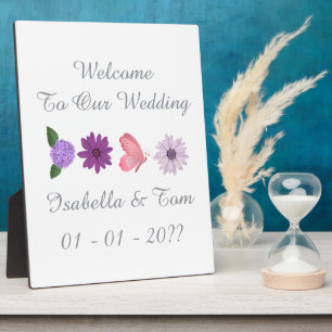 Plaque Photo Romantique Fleurs Sauvages & Papillon Mariage Bien