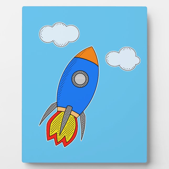 Plaque Photo Roquette De Dessin Dans Le Ciel Bleu (Devant)