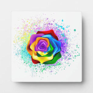 Plaque Photo Rose arc-en-ciel colorée