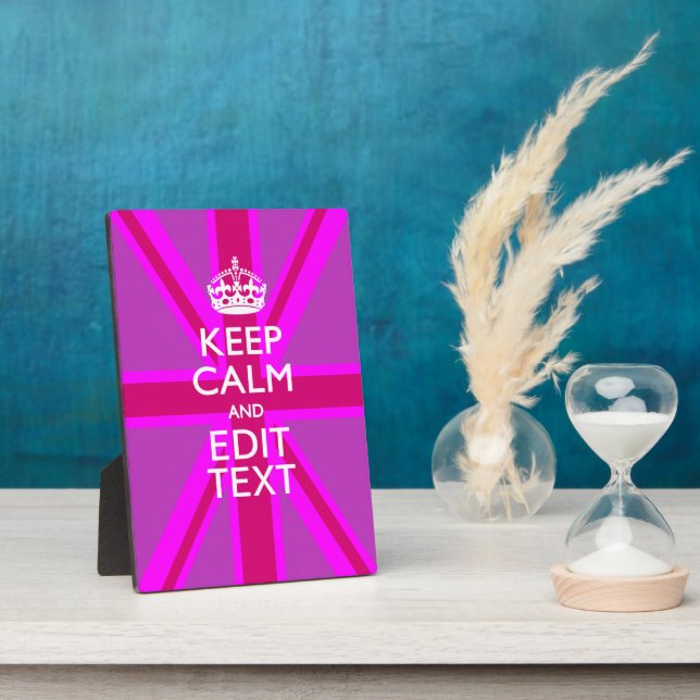 Plaque Photo Rose Chaud - Garder le calme Modifier le texte Uni (Côté)