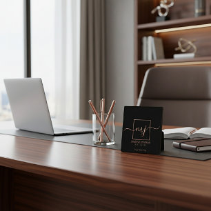 Plaque Photo Rose Gold Élégant sur Noir