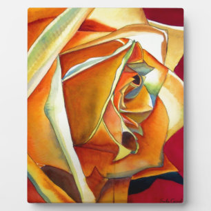 Plaque Photo Rose jaune originale aquarelle Art