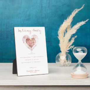 Plaque Photo Rose tendance Gold Heart Love Memory Table Mariage