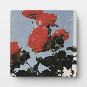 Plaque Photo Roses rouges vintage sur un ciel bleu
