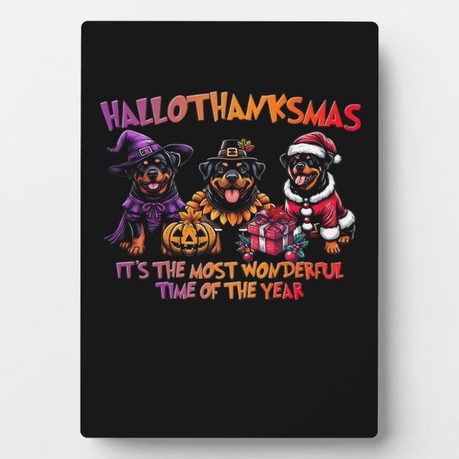 Plaque Photo Rottweiler Halloween Thanksgiving Noël Classi (Devant)