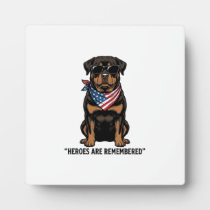 Plaque Photo Rottweiler Patriotique Chien Héros Design Vintage_