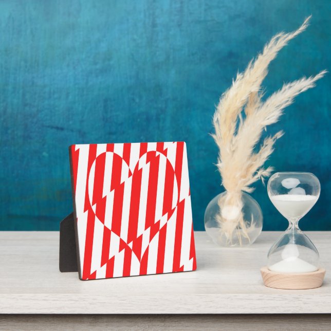 Plaque Photo Rouge Abstrait n Blancs Valentine Coeur (Insitu)
