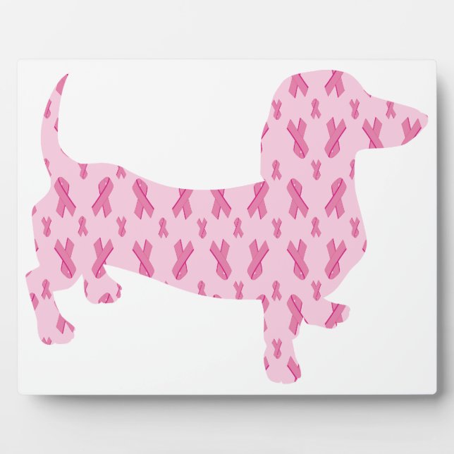 Plaque Photo Ruban rose Dachshund pour cancer (Devant)