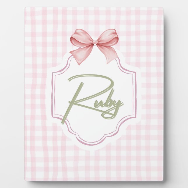 Plaque Photo Ruby personnalisé bébé fille infirmière Bow&En vic (Devant)