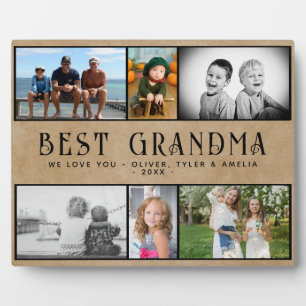 Plaque Photo Rustic Best Grandma 6 photo Collage de photos