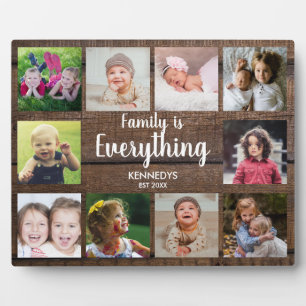 Plaque Photo Rustic Dark Wood 10 Photo Collage Famille