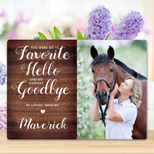 Plaque Photo Rustic Pet Loss Personnalisé Cheval Photo Mémorial