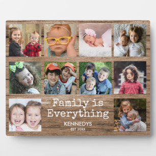 Plaque Photo Rustic Wood 10 Photo Collage Famille Citation