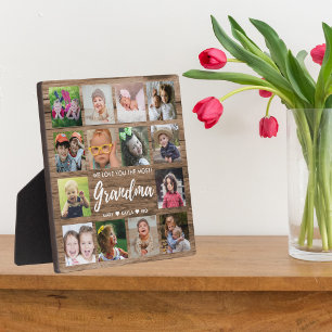 Plaque Photo Rustic Wood 14 Photo Collage We Love You Grand-mèr