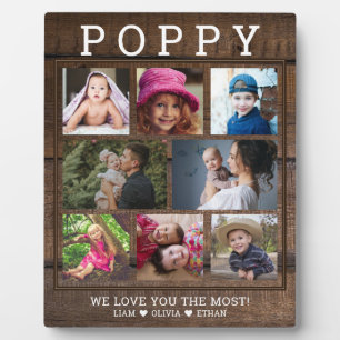 Plaque Photo Rustic Wood Poppy We Love You 8 Photo Collage