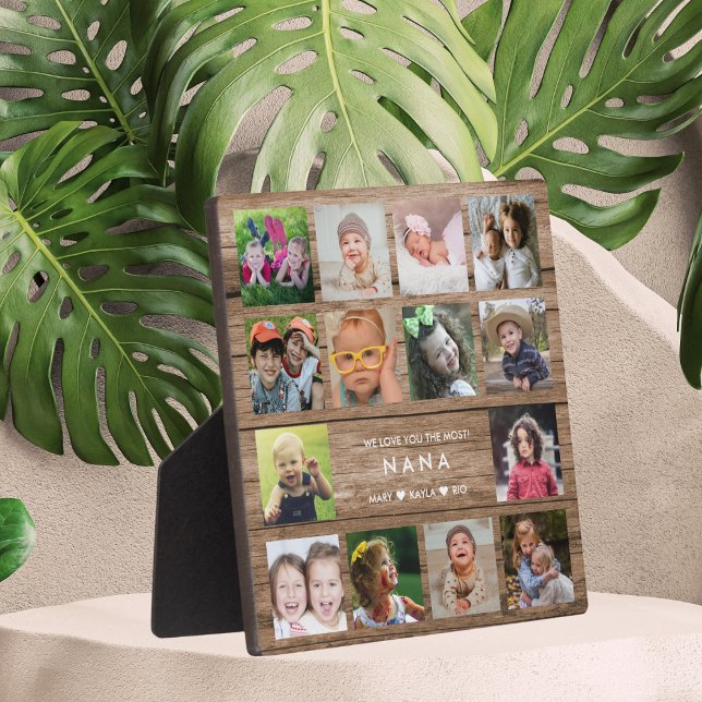 Plaque Photo Rustic Wood We Love You Nana 14 Photo Collage (Créateur téléchargé)