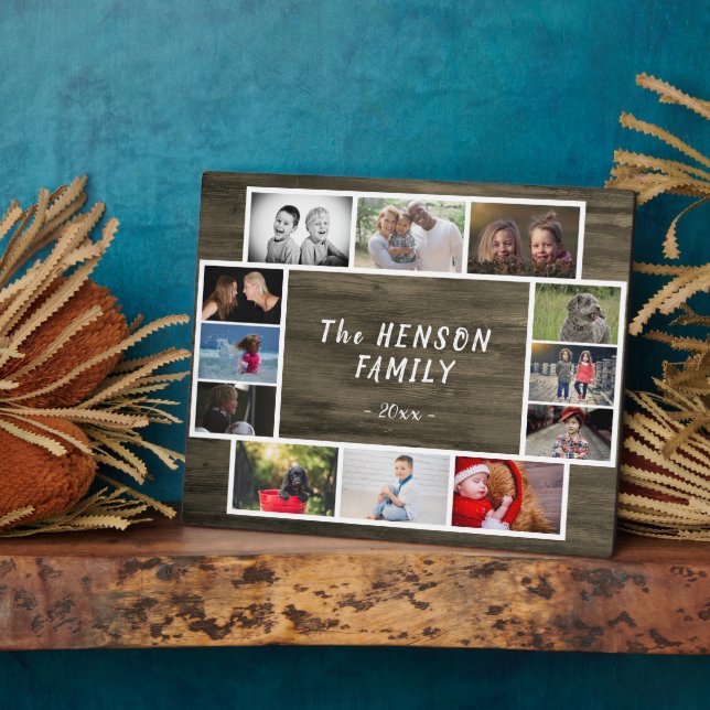 Plaque Photo Rustic Yearly Family Keepsaké photo Collage person (Côté)