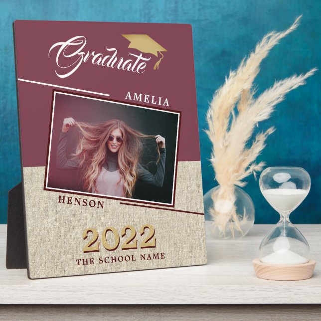 Plaque Photo Rustique Moderne Bourgogne Diplômé photo (Côté)