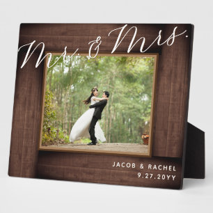 Plaque Photo Rustique Monsieur et Madame Écriture Élégante Phot