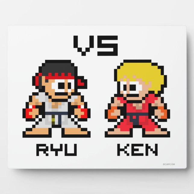 Plaque Photo Ryu VS Ken 8 bits (Devant)
