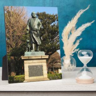 Plaque Photo Saigo Takamori (Le Dernier Samurai) & Statue du Ch