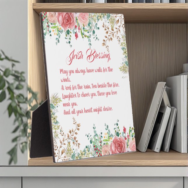 Plaque Photo Saint Patrick's Day Irish Blessing Rose Collage (Saint Patrick's Day Irish Blessing Rose Collage Plaque)