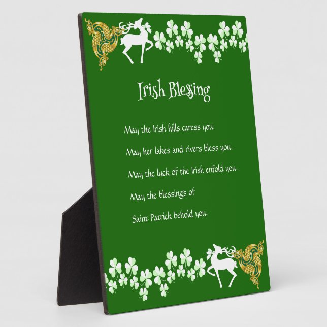 Plaque Photo Saint Patrick's Day Irish Celtic Deer Shamrock (Côté)