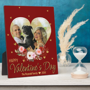 Plaque Photo Saint Valentin Coeur or Parties scintillant photo 