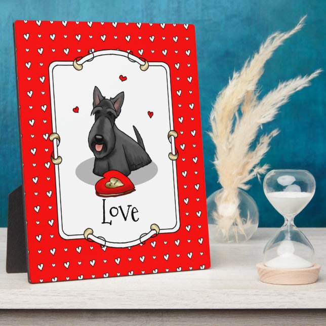 Plaque Photo Saint-Valentin (rouge) Chien écossais (noir) migno (Côté)