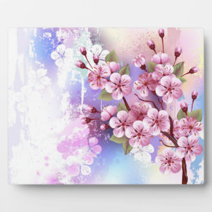 Plaque Photo Sakura rose sur la peinture Arrière - plan