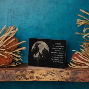 Plaque Photo Samhain Pagan Holiday Chats noirs et Ravens Poem