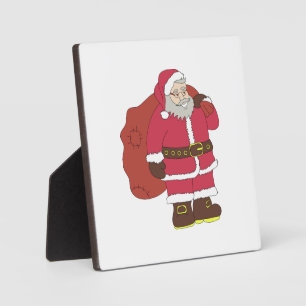 Plaque Photo Santa Claus en rouge avec sac cadeau et lunettes