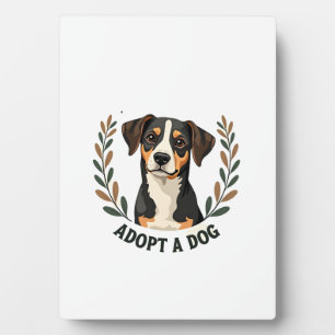 Plaque Photo Sauver une vie Adopter un chien Illustration vinta