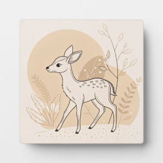 Plaque Photo Scandinavian Baby Deer Line Art – Minimalist
