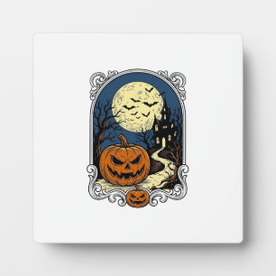 Plaque Photo Scène de citrouille hantée Art vectoriel Halloween