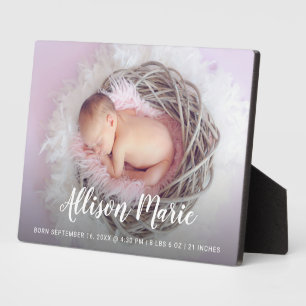 Plaque Photo Script Name Elegant Photo Baby Modern Simple
