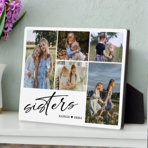 Plaque Photo Script Soeurs Photo Collage de soeurs