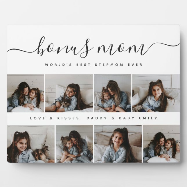 Plaque Photo Script unique Photo Collage Bonus Maman Fête des m (Devant)