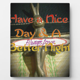 Plaque Photo Sculpture de lapin de bronze avec citations inspir