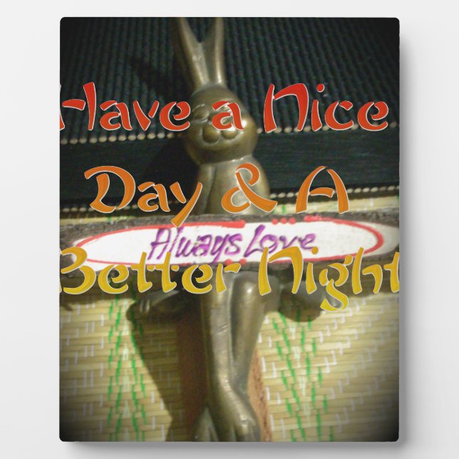 Plaque Photo Sculpture de lapin de bronze avec citations inspir (Devant)