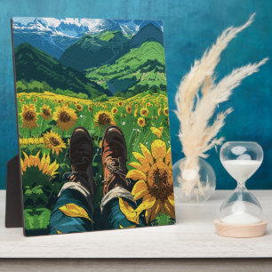 Plaque Photo Se détendre au paradis des tournesols