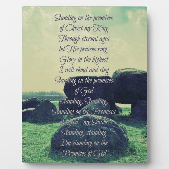 Plaque Photo Se tenir sur les promesses de Dieu Hymne chrétien (Devant)