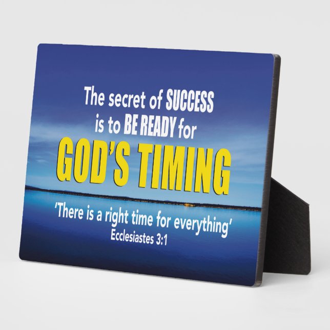 Plaque Photo Secret de succès DIEU TIMING Ecclesiastes 3:1 (Côté)