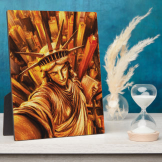 Plaque Photo Selfie-Style Statue of Liberty Oil Painting