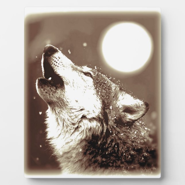 Plaque Photo Sepia Wolf & Moon (Devant)