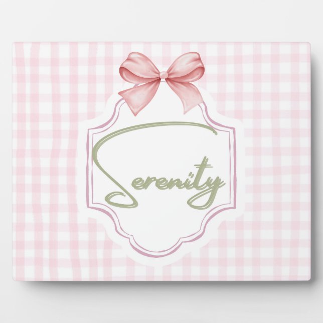 Plaque Photo Sérénité personnalisée Bébé Fille Nursery Bow (Devant)