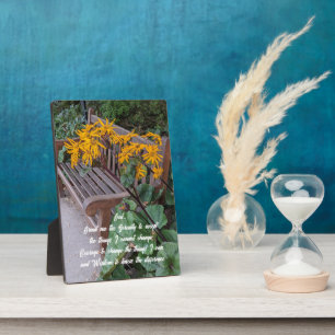 Plaque Photo Sérénité Prière Jardin Banc Floral
